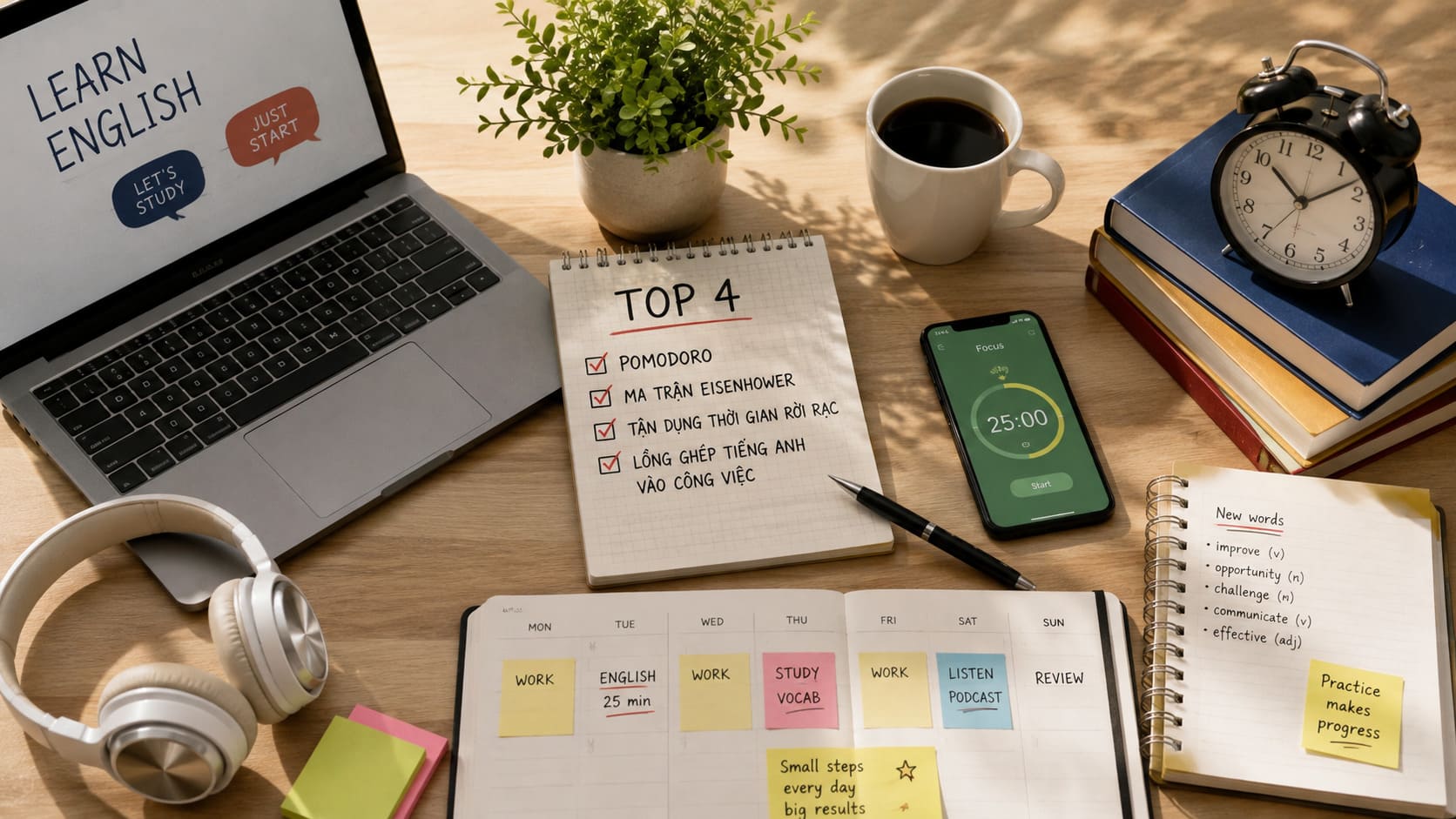 Top 4 kỹ năng quản lý thời gian khi học Ngôn ngữ Anh từ xa